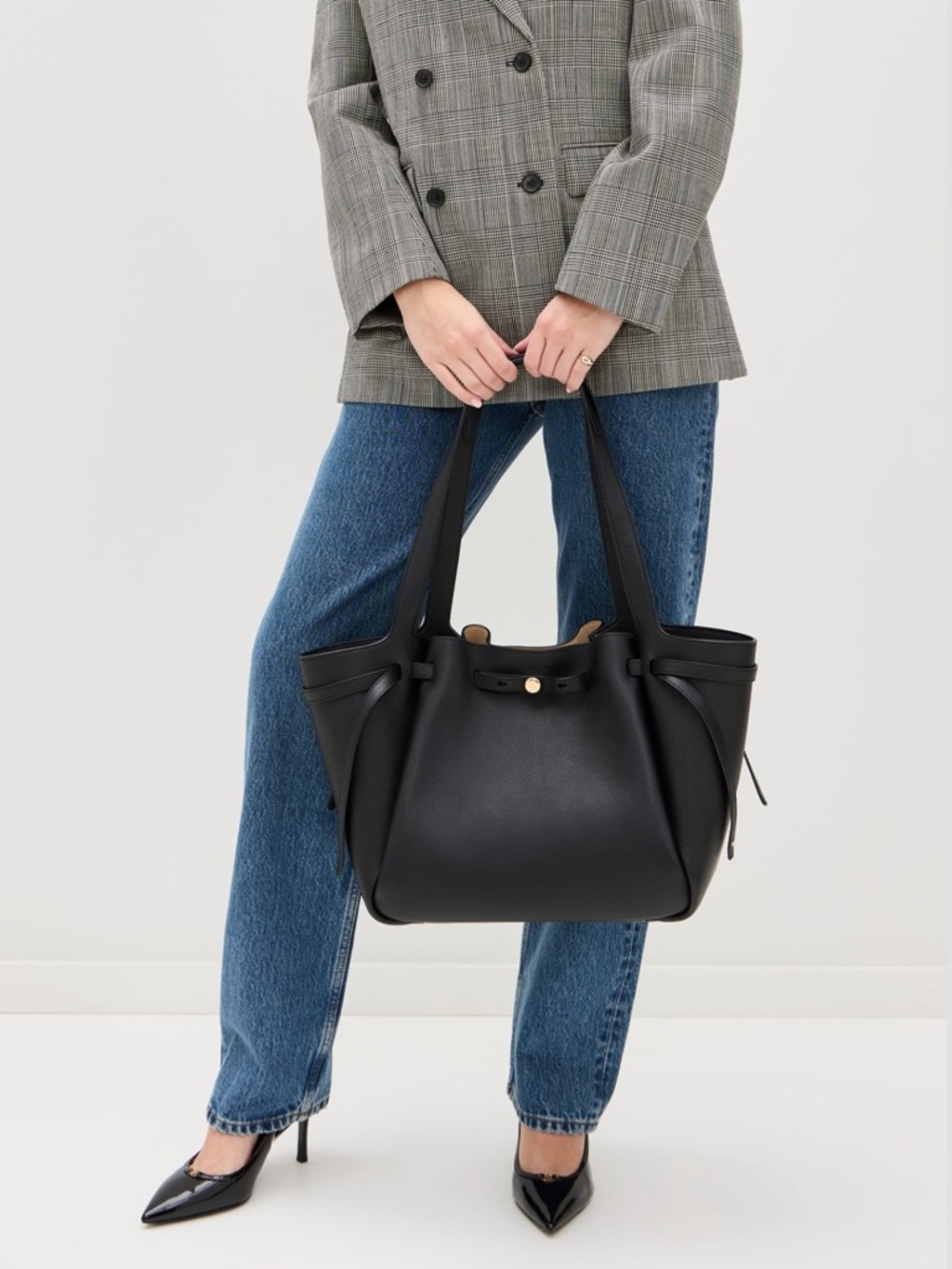 Tory Burch Romy Black Leather Tote